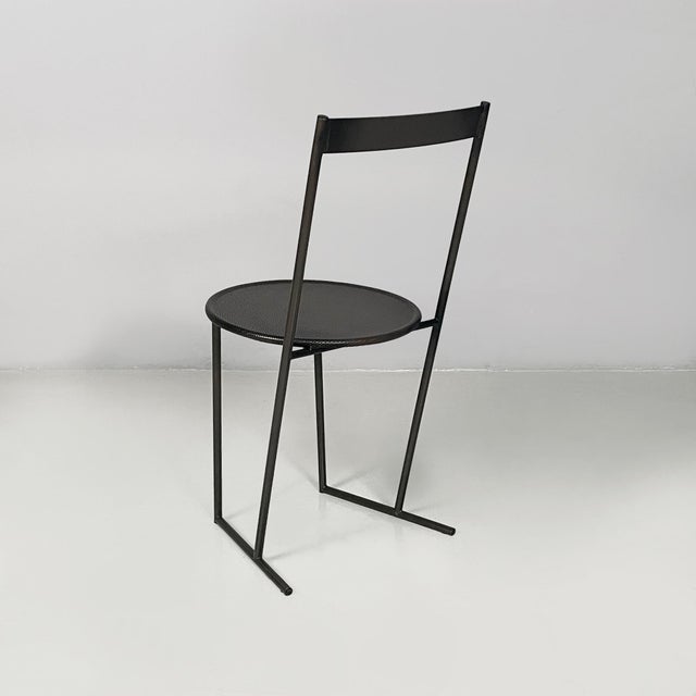 Italian Modern Black Metal Chairs by Emilio Nanni for Fly Line, 1980s, Set of 4 For Sale - Image 4 of 18
