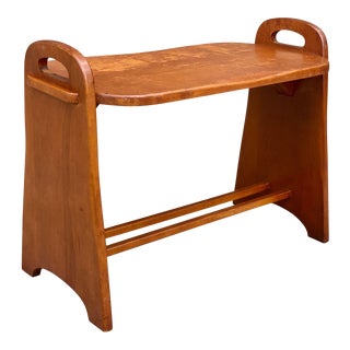 Vintage Farmhouse Maple Entryway Ottoman Bench For Sale