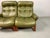 Brown Vintage Scandinavian Two-Seater Ry-Wing Lounge Sofa in Olivegreen Leather by Elsa and Nordahl Solheim for Rybo Rykken & Co, 1960s For Sale - Image 8 of 18