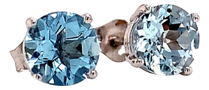 Natural Aquamarine Stud Earrings 14Karat White Gold 1.0 TCW Certified