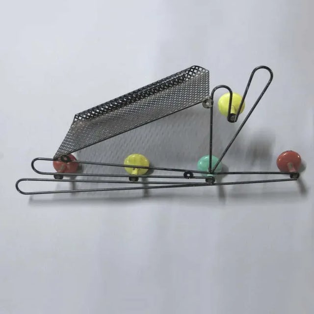 Metal Mid-Century French Metal Wall Coat Rack by Mathieu Matégot, 1950s For Sale - Image 7 of 10