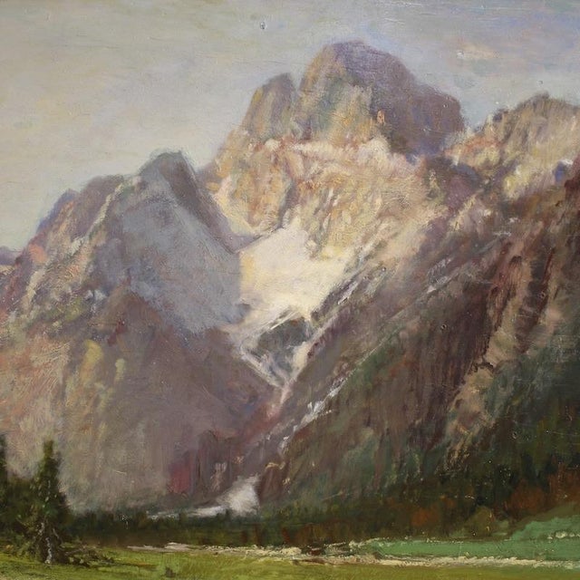 C. Bentivoglio, Mountain View of the Croda Rossa D'ampezzo, 1920, Oil on Board For Sale - Image 6 of 13