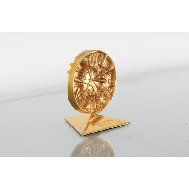 Gilded Bronze Disco Del Sole Multiple by Arnaldo Pomodoro, Italy, 1985 For Sale - Image 4 of 17