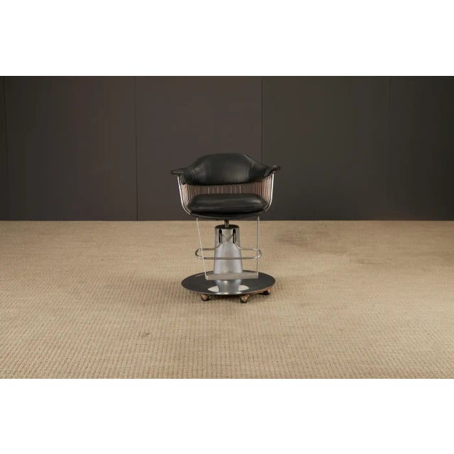 Warren Platner Style Salon Barstool Chair on Hydraulic Base With Casters, 1960s For Sale - Image 16 of 17
