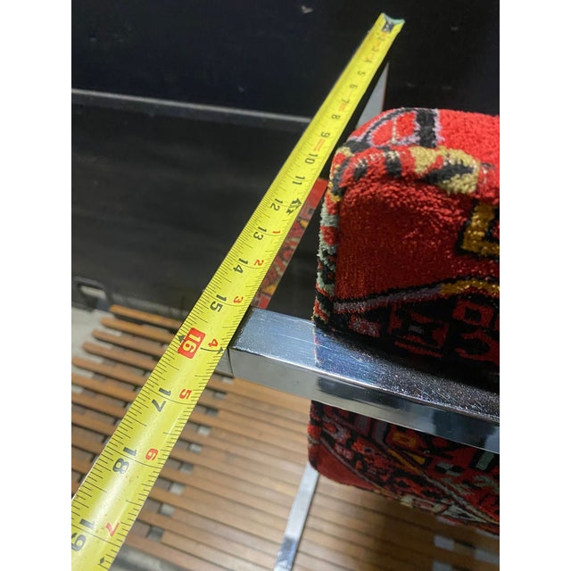 1970s Set of 4 Architectural Chrome Chairs Upholstered in Teimani Fabric For Sale - Image 10 of 10