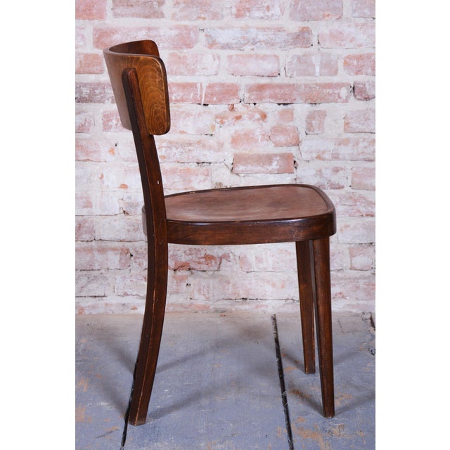 Art Deco Chairs in Beech and Walnut attributed to Thonet, Czech, 1940s, Set of 4 For Sale - Image 3 of 14