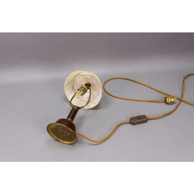 Vintage Brown Marbled Glass and Metal Adjustable Table Lamp, 1950s For Sale - Image 13 of 18