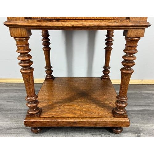 Antique French Carved Oak Bedside Table with Marble Top For Sale - Image 6 of 12