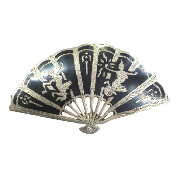 Vintage Siam Sterling Niello Brooch 1940s For Sale - Image 4 of 5