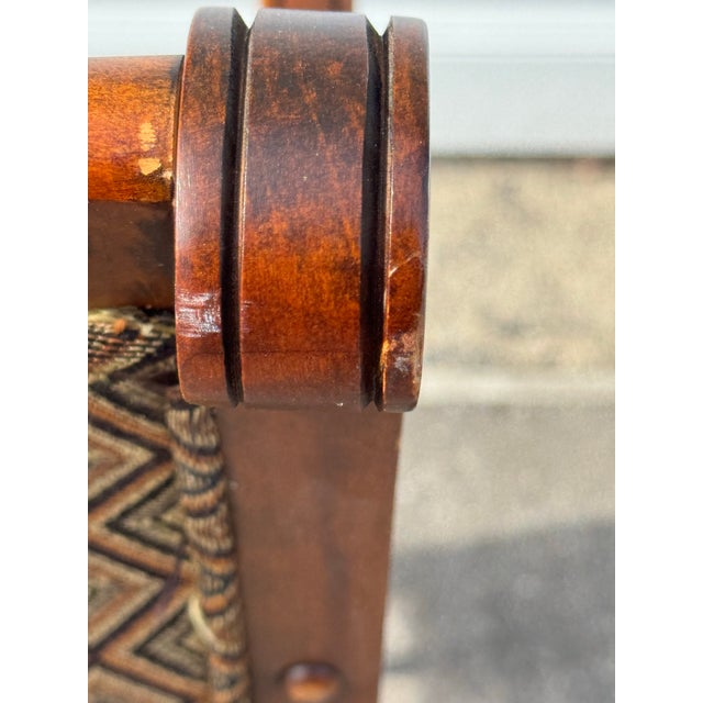 Late 20th Century Vintage Fairfield Armchair Traditional Style Geometric Upholstery Wood Frame For Sale - Image 5 of 12