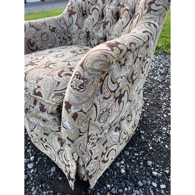 Brown Schnadig Paisley Tufted Lounge Chairs - a Pair For Sale - Image 8 of 12