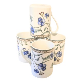 Late 20th Century Dansk Floral Mugs- Set of Four For Sale