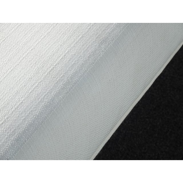 White Modern White Bed Side Bench With Brown Legs & Designer Fabric For Sale - Image 8 of 12