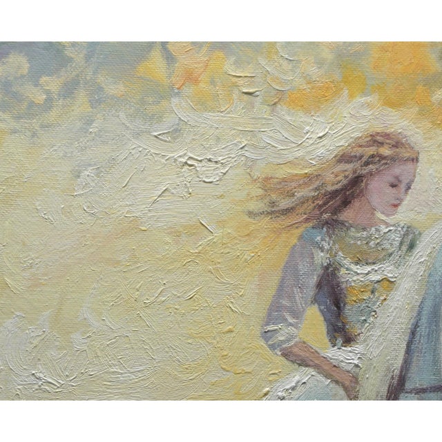 Impressionist Original Oil Painting, a Girl Galloping on Horseback For Sale - Image 3 of 5