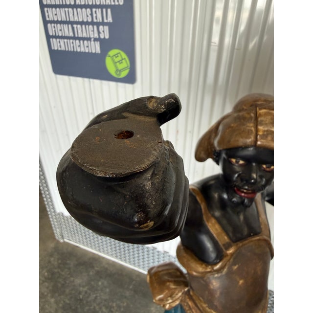Black Lifesize Italian Hand Carved Polychromed Blackamoors For Sale - Image 8 of 18