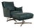 Set of Green Leather Boss Armchair and Ottoman with Manual Function from Flexform For Sale