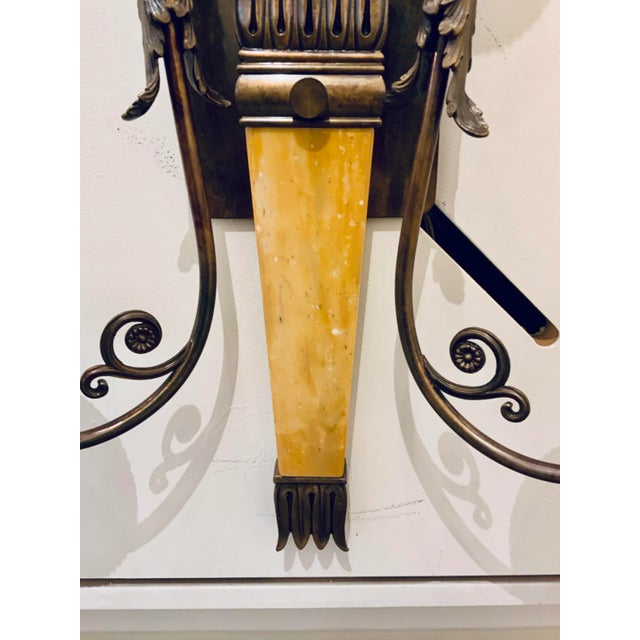 Traditional Myran Allan Luxury Lighting Italian Empire Marble and Bronze Wall Sconces Pair For Sale - Image 3 of 7