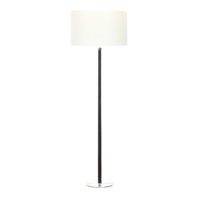 Scandinavian Leather and Aluminum Floor Lamp by Johannes Hammerborg for Fog & Mørup, 1970s For Sale