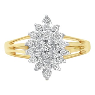 Diamond Cluster Ring .25cttw 14K Yellow Gold, Size 8 For Sale