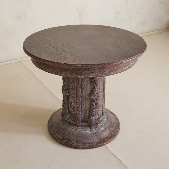 French Cerused Oak Center Table, 1940s For Sale - Image 9 of 11