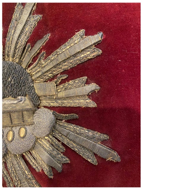 19th-Century Ecclesiastical Velvet Pillow With Agnus Dei Bullion Embroidery For Sale - Image 12 of 18