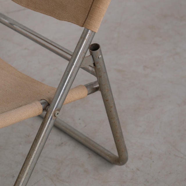 Mid-Century Linen and Chrome Cox Folding Chair from Niels Gammelgaard, 1970s For Sale - Image 7 of 9