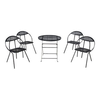 1960's Rid-Jid Folding Patio Table & 4 Chairs by Salterini, Attributed For Sale
