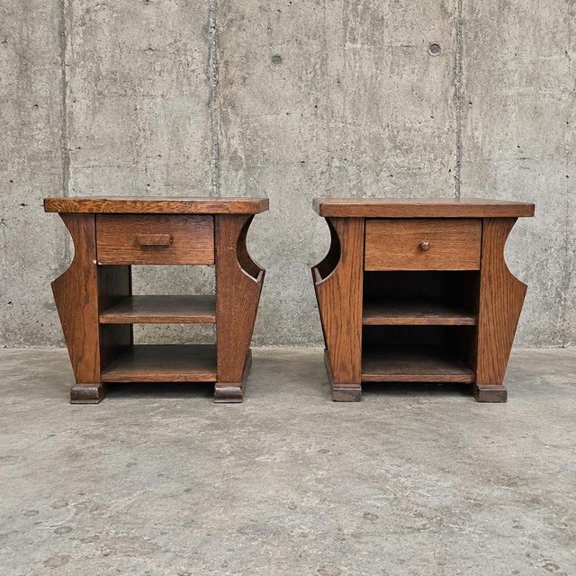 Vintage Brown Nightstands in Oak, Set of 2 For Sale - Image 12 of 15
