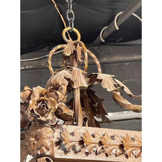 Metal Large French Wrought Iron Lantern For Sale - Image 7 of 10