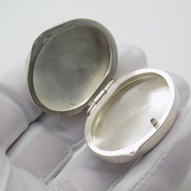 Vintage Italian Handmade Silver Chiseled Oval Box, 1970s For Sale - Image 6 of 11