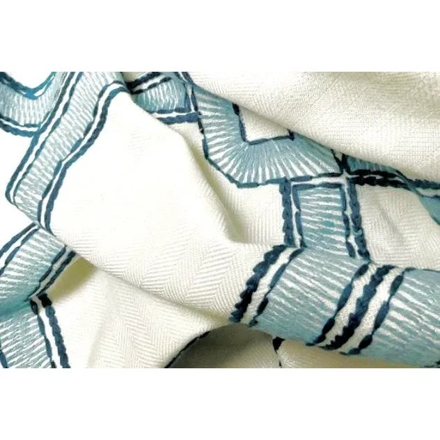 Chinoiserie Textured Embroidery Delft Blue Pillow Cover For Sale In Buffalo - Image 6 of 6