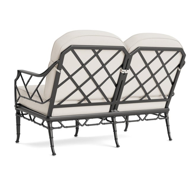 Not Yet Made - Made To Order Brown Jordan Calcutta Loveseat, Textured Pewter frame with Fusion Natural fabric For Sale - Image 5 of 11