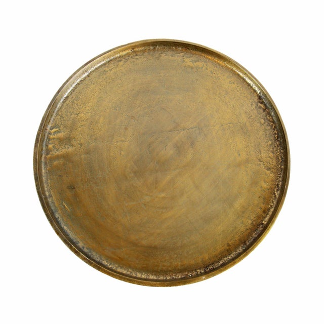 Mid-Century Modern Retro Style Brass Finish Pedestal Side Table For Sale - Image 3 of 7
