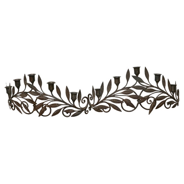 Pair of French Midcentury Iron Candleholders With Leaf and Scroll Motifs For Sale In Atlanta - Image 6 of 6