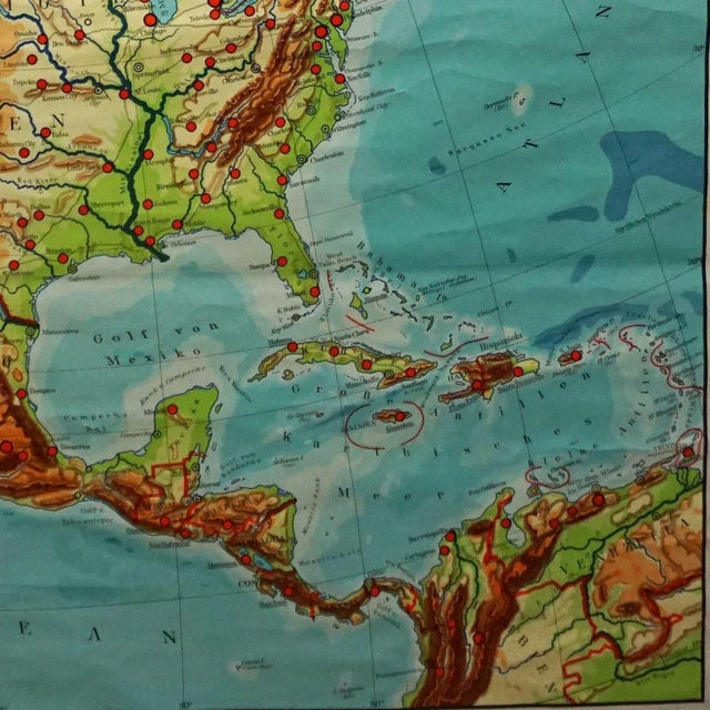 1970s Vintage North American Map Pull-Down Wall Chart Poster Print For Sale - Image 5 of 6