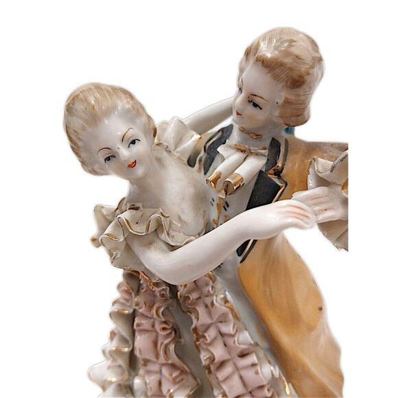 Antique German Amorous Dancing Couple Porcelain Figurine Waltz Beethovan Ca 1890 For Sale - Image 4 of 10