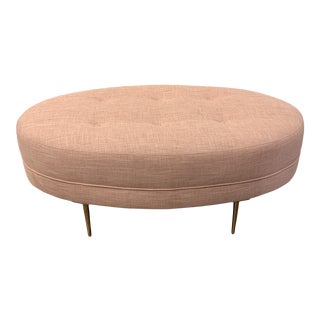 Oval Pink Tufted Ottoman For Sale