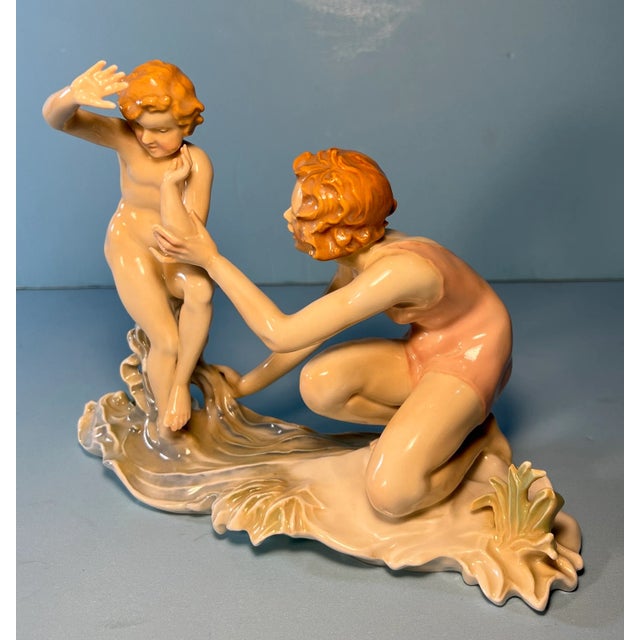 Karl Ens Figurine Mother Child Beach For Sale - Image 10 of 12