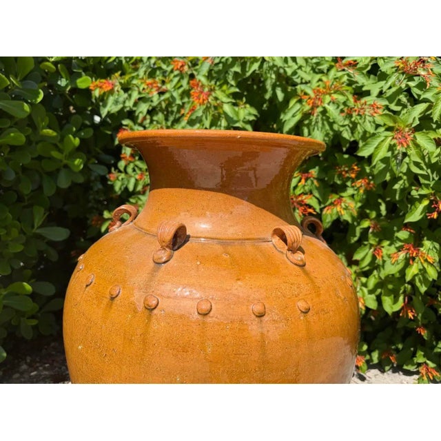 Late 20th Century Vintage Oversized Handcrafted Glazed Martaban-Style Floor Vase For Sale - Image 5 of 11