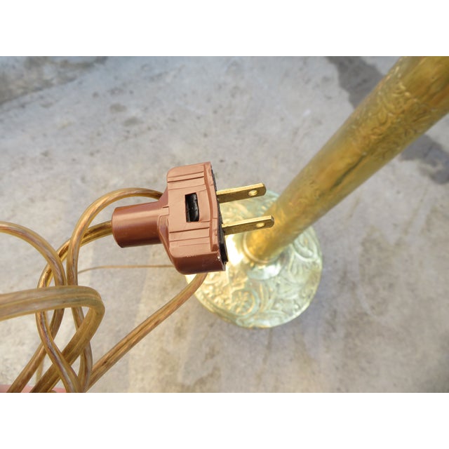 Monumental 4ft Vintage Hammered Brass Ottoman Revival Floor Lamp ~ Repousse Art ~ Hollywood Regency / Bohemian ~ Antique Lighting For Sale - Image 17 of 18