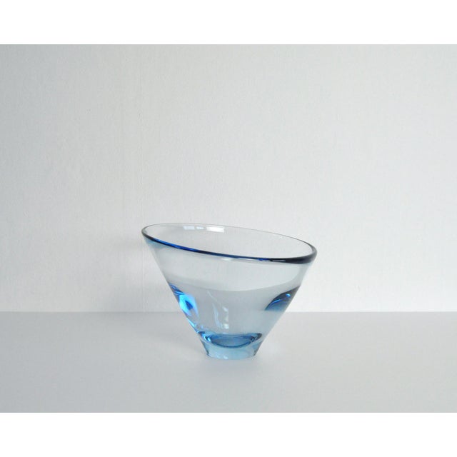 Contemporary Hand Blown Aqua Blue Glass Bowl by Per Lütken for Holmegaard, 1950s For Sale - Image 3 of 12