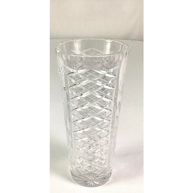1980s Large 1980s Contemporary Cut Glass Vase For Sale - Image 5 of 8