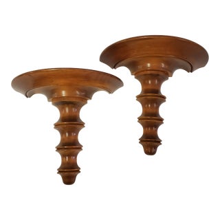 1960s Small Wood Wall Sconce/Shelves - Set of 2 For Sale