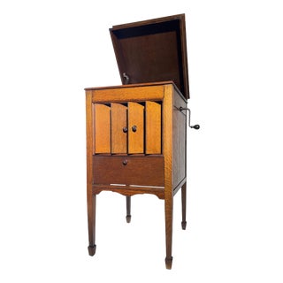 Vintage Viva-Tonal Grafonola Wind-Up Gramophone in Oak Case from Columbia, 1920s For Sale