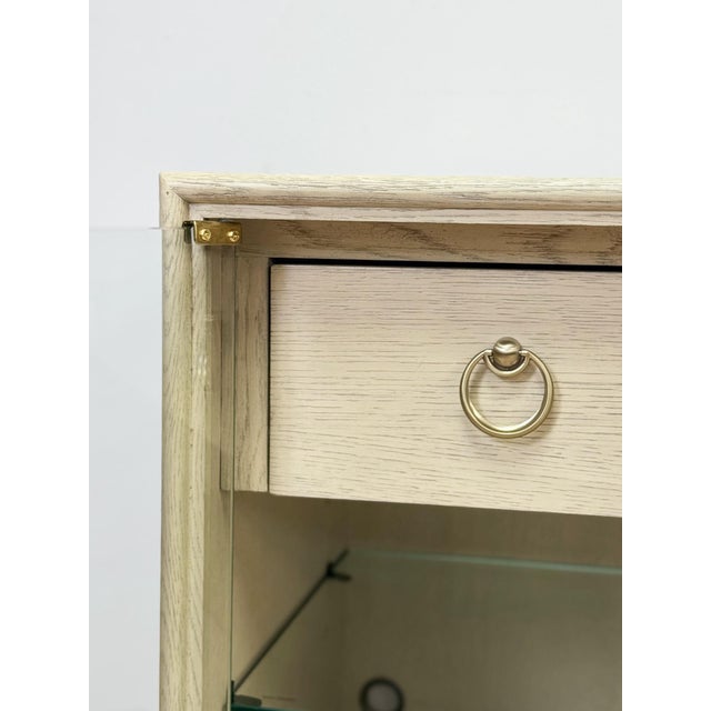 Modern American Drew Corsica Painted Gray Console Credenza Glass Doors Coastal For Sale - Image 9 of 18