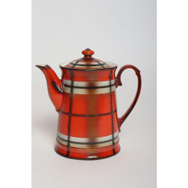 Mid-Century Czech/Bohemian Modern art pottery lidded pitcher/teapot imported into the United States by Theodore Eberling...