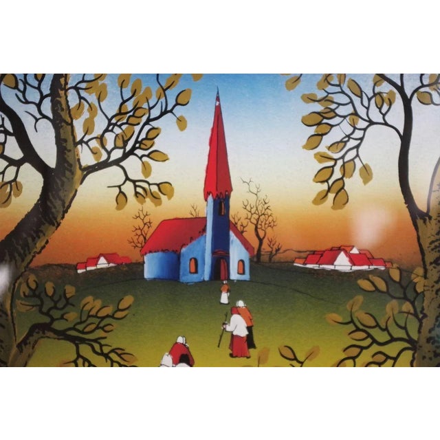 Mugosa naif oil on canvas with fir wood frame '91 measures are: l56 x h61 x d3,5 l57 x h62 x d2,5 h62 x w56 x d3. This...