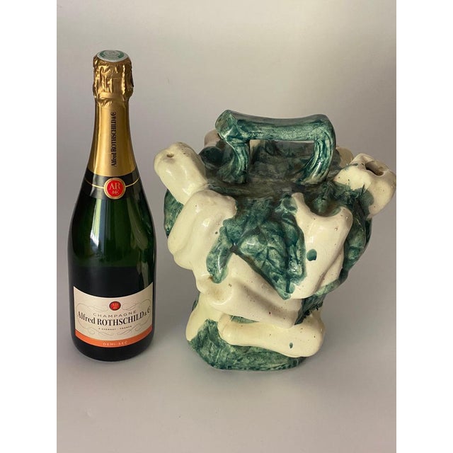 Hollywood Regency Large Brutalist Majolica Ceramic Free Form Jug, 1960s For Sale - Image 3 of 9