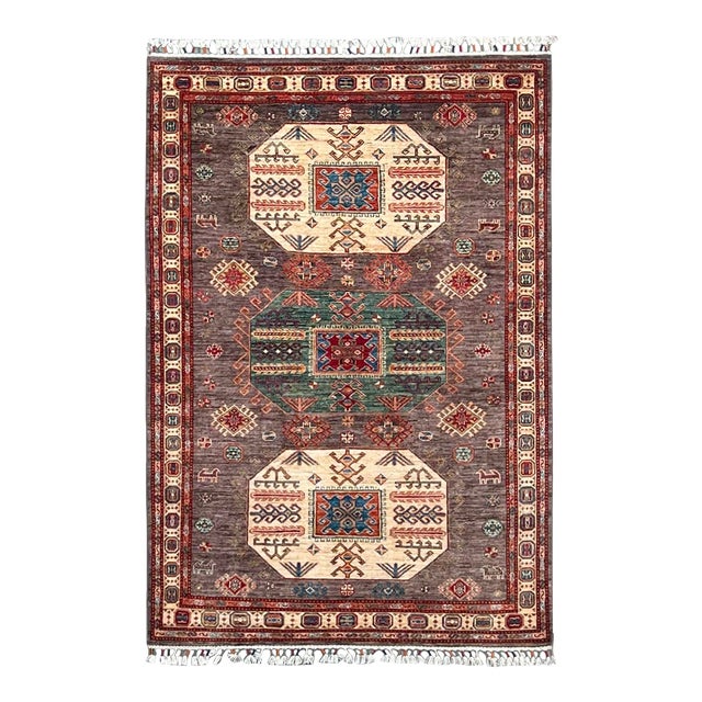 Vintage Caucasian Kazak Wool Rug For Sale