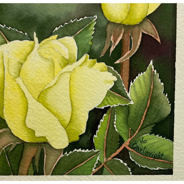 Jo Cartwright Yellow Roses Watercolor For Sale - Image 4 of 6
